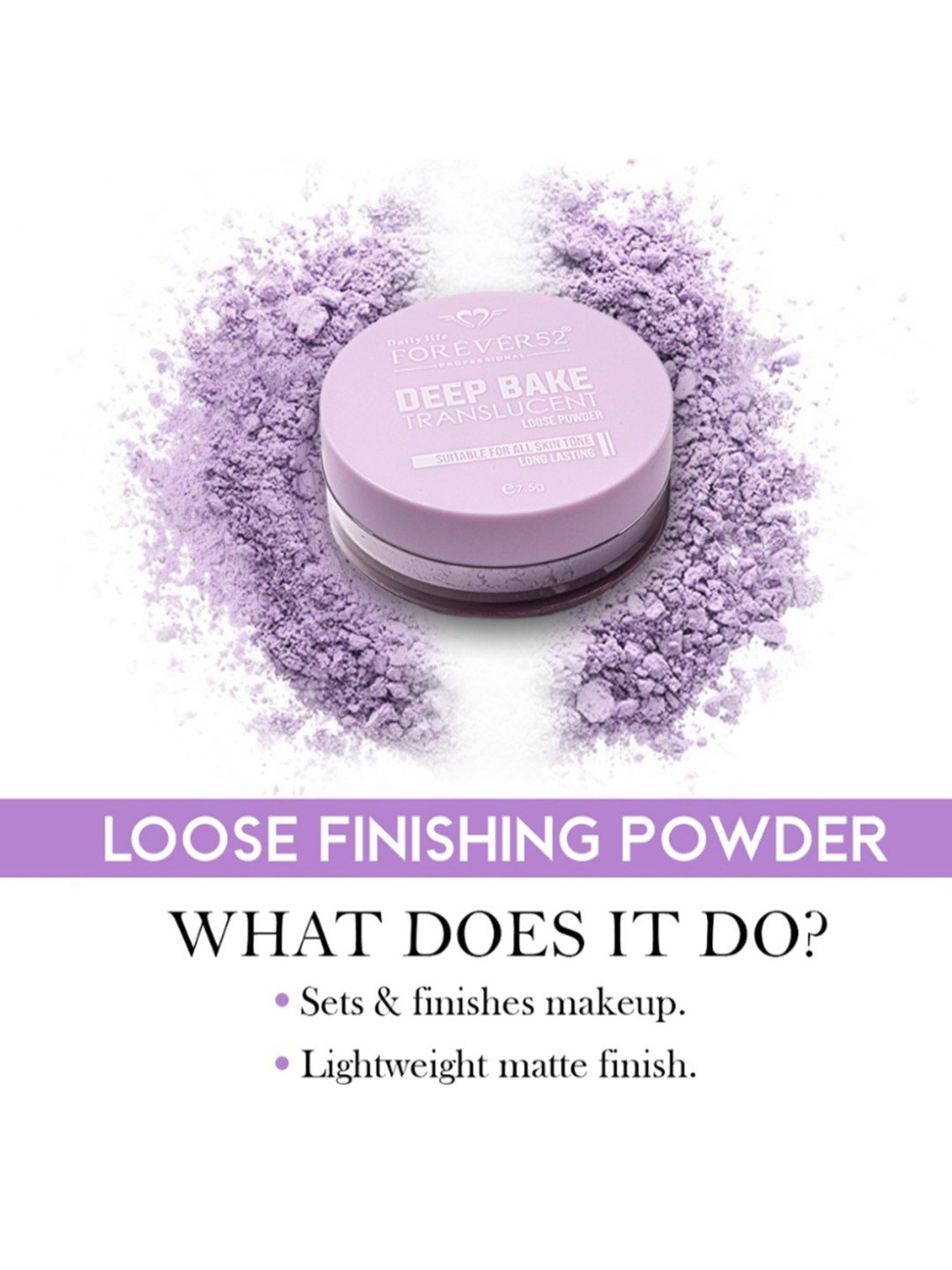 Daily Life Forever52 Deep Bake Translucent Loose Powder Purple Viola-008 - 7.5 gm