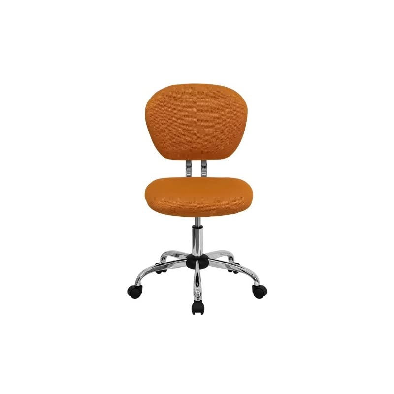 Mid-Back Orange Mesh Padded Swivel Task Office Chair with Chrome Base