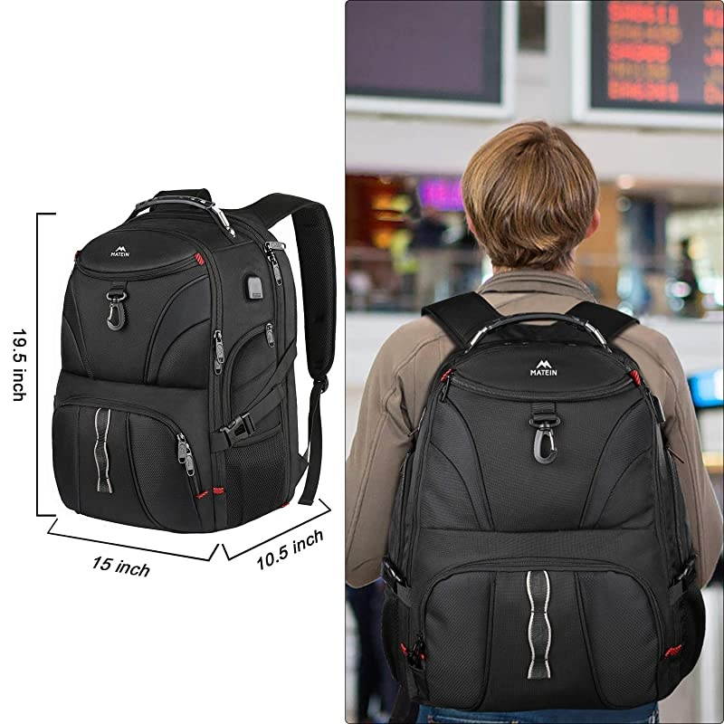 Backpack for Men  Large Laptop Backpack with USB Port Travel Backpacks for Women Student Big College School Bookbag Water Resistant TSA Business Computer Bag Fit 17 Inch Notebook Black