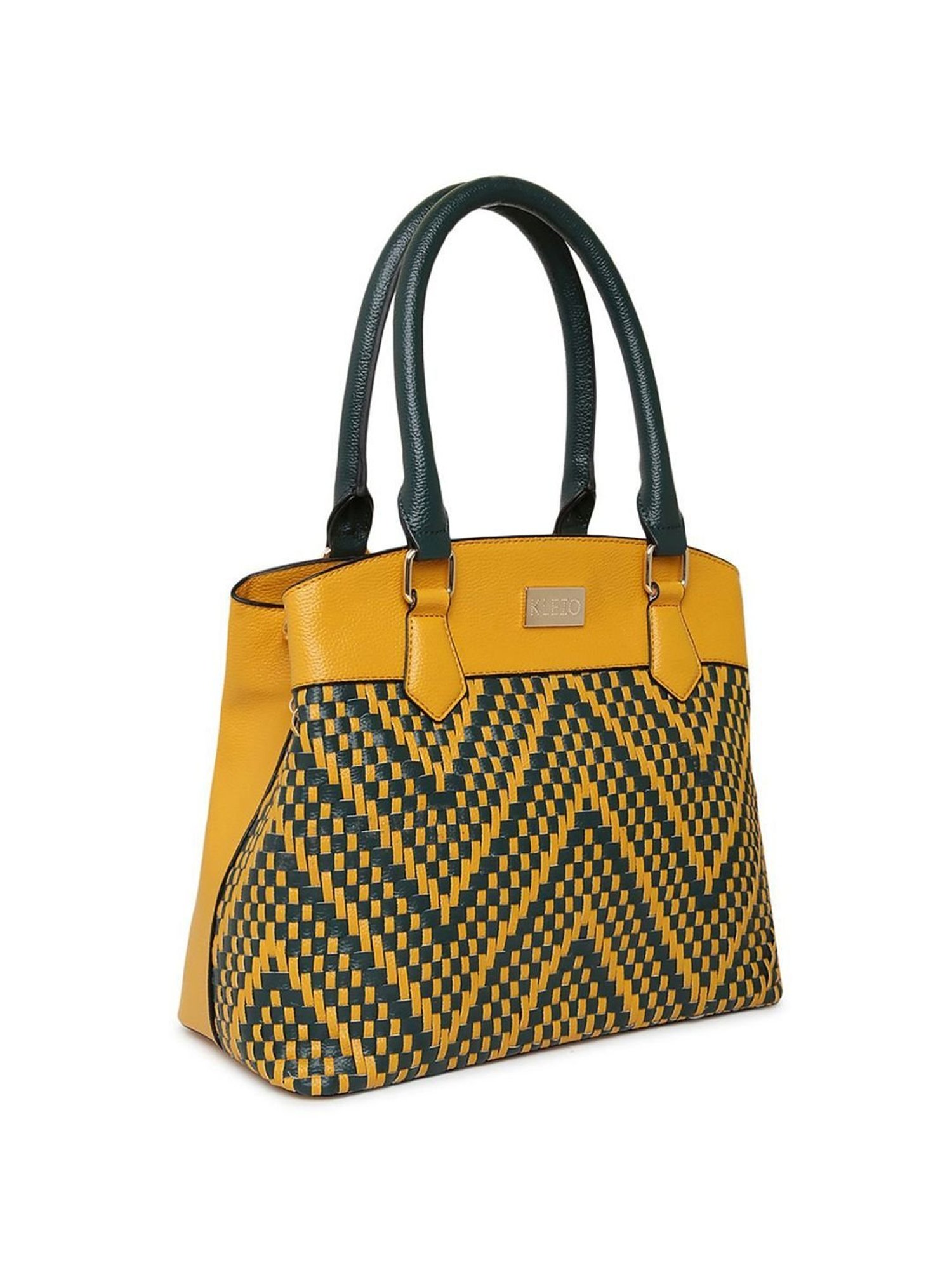 KLEIO Yellow Textured Medium Handbag