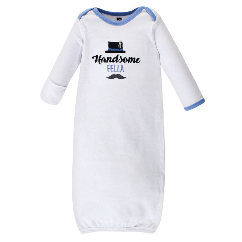 Hudson Baby Infant Boy Cotton Long-Sleeve Gowns 4pk, Handsome Fella, 0-6 Months