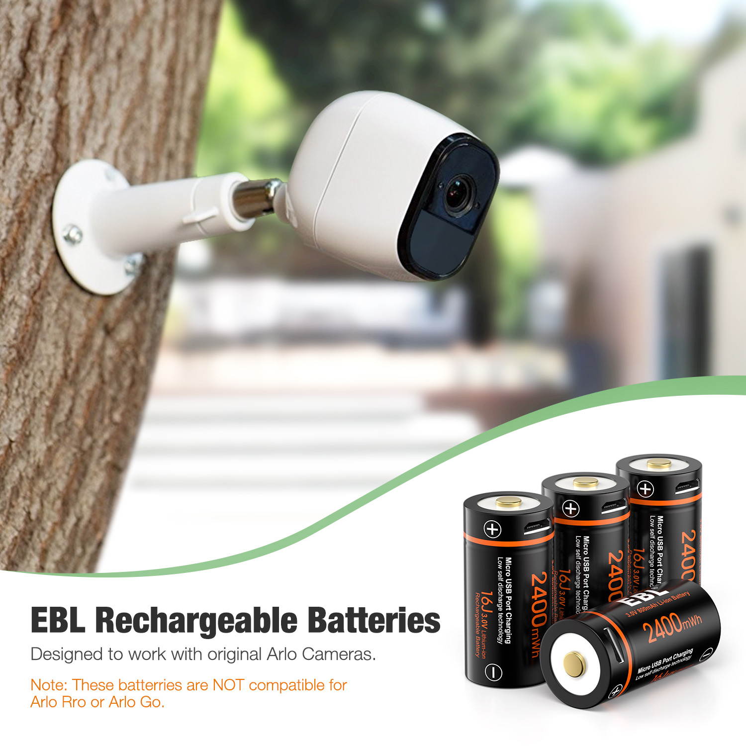 EBL 8pcs 800mAh Lithium Rechargeable Battery 3V Li-ion Batteries for Arlo Wireless Camera VMC3030 VMS3130 VMS3330 VMS3430 VMK3200