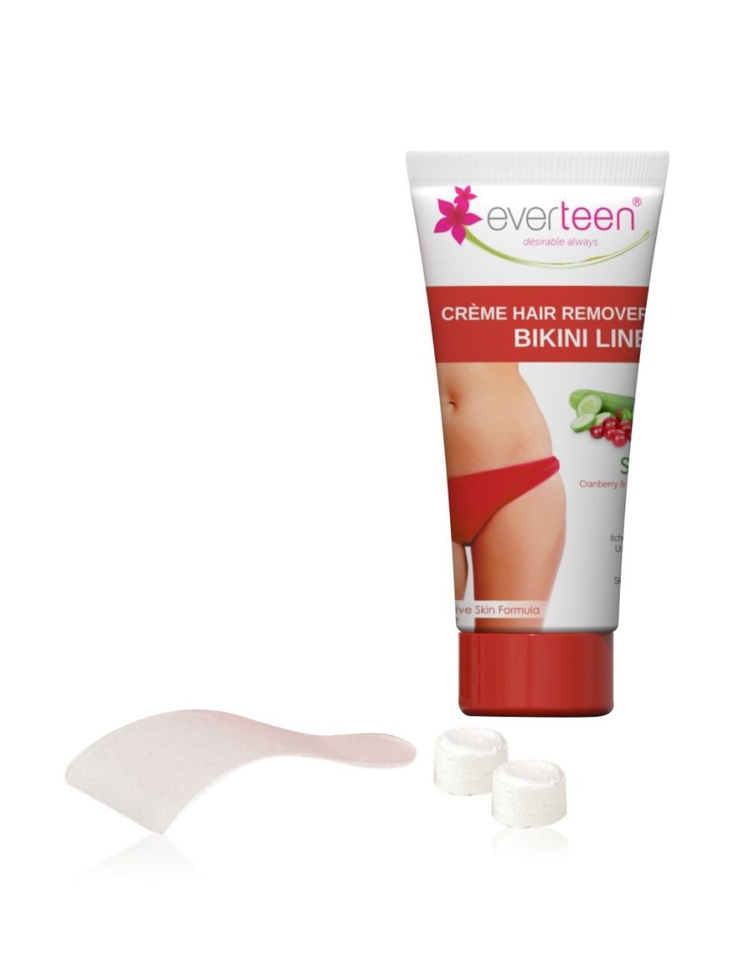 everteen SILKY Bikini Line Hair Remover Creme with Cranberry and Cucumber - 1 Pack - 50 gm