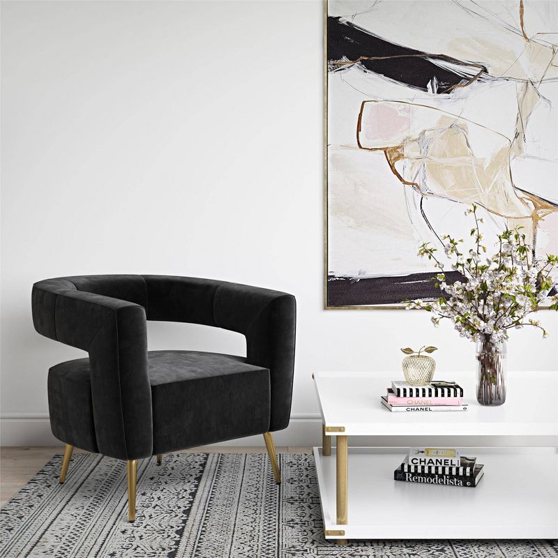 Taylor Accent Chair with Brass Golden Legs Velvet Black - CosmoLiving by Cosmopolitan