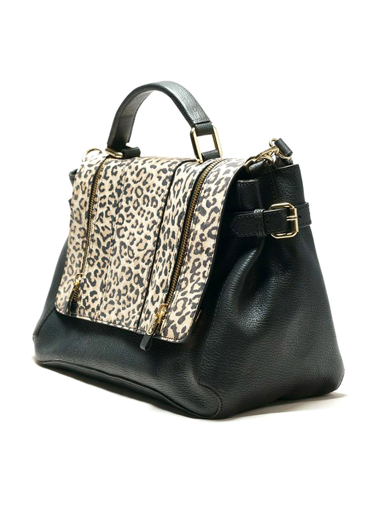 RI2K London Black Leather Large Animal Effect Satchel Handbag