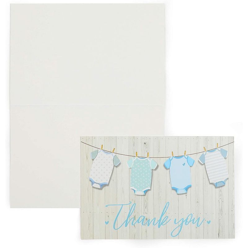 60-Pack Baby Shower Thank You Cards for Boy, Gender Reveal Parties, Blue Envelopes & Sticker Included