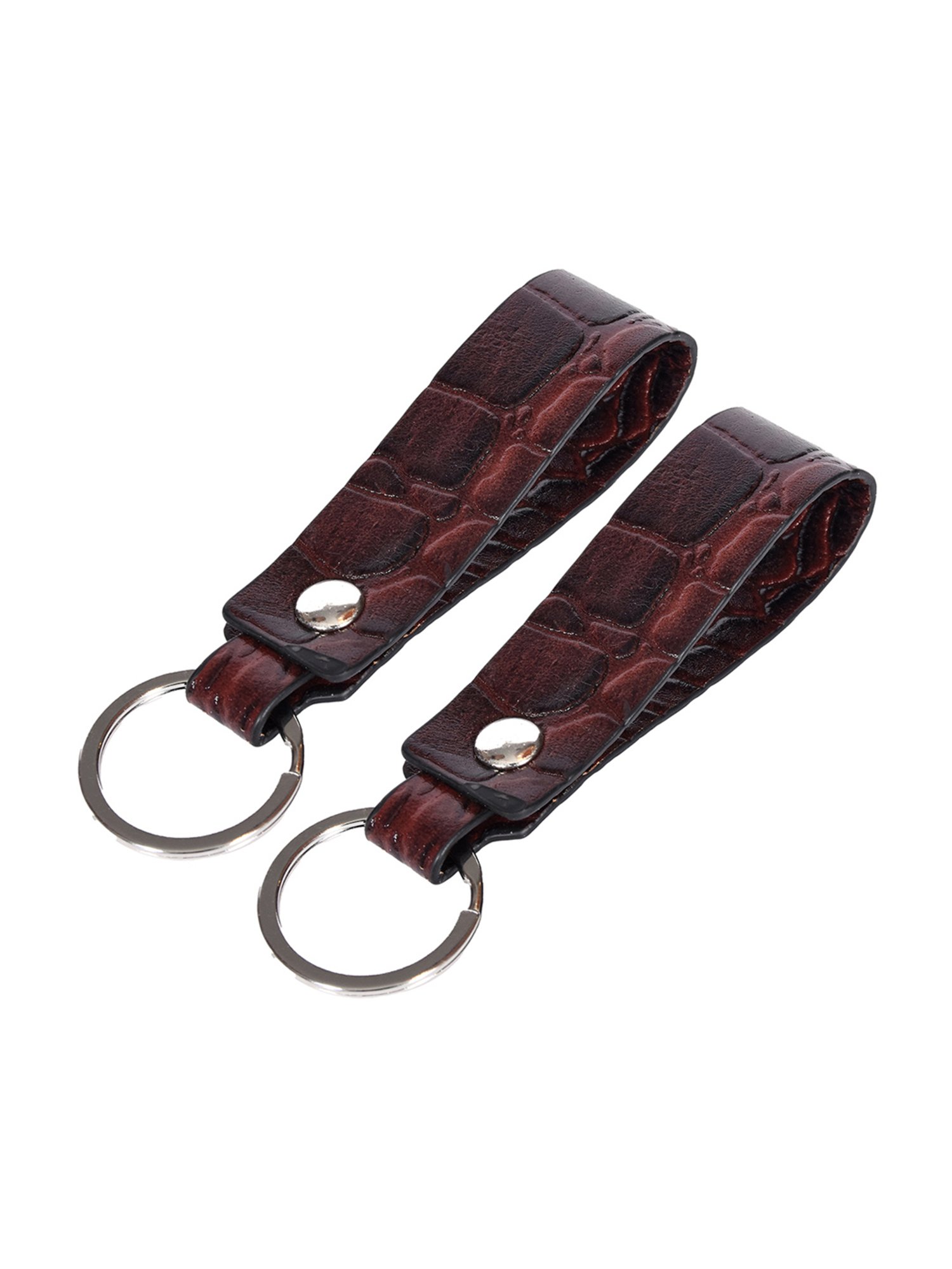 SASSORA Dark Brown Leather Keychain Key Ring Holders Anniversary Gift, Birthday Gift - Pack of 2