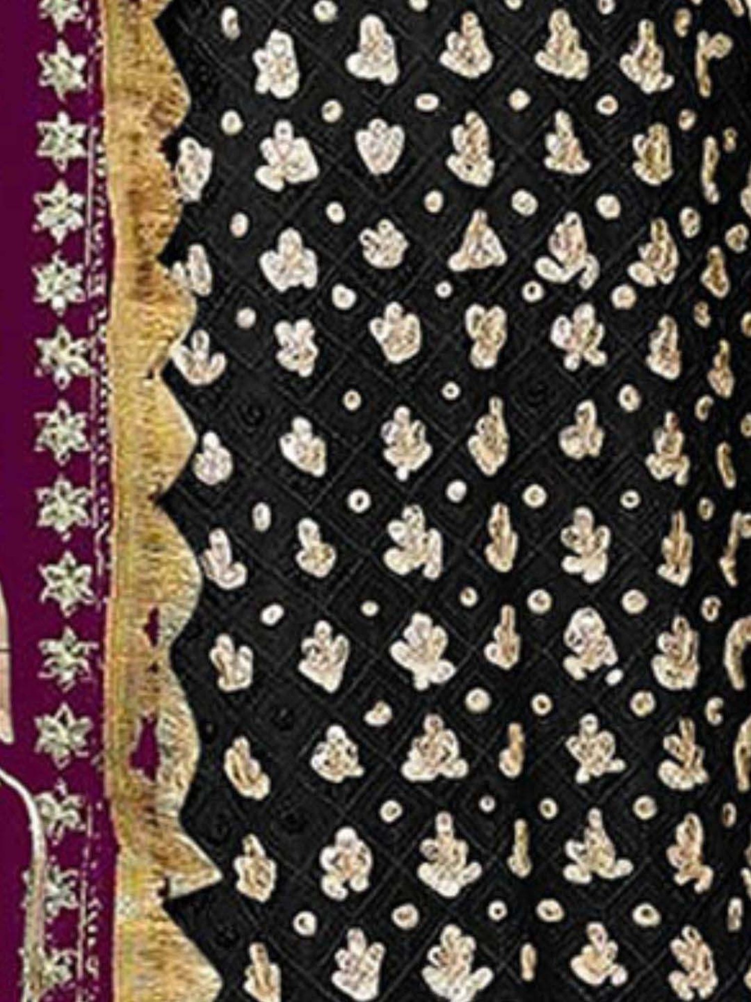 Odette Black & Purple Embroidered Semi Stitched Dress Material