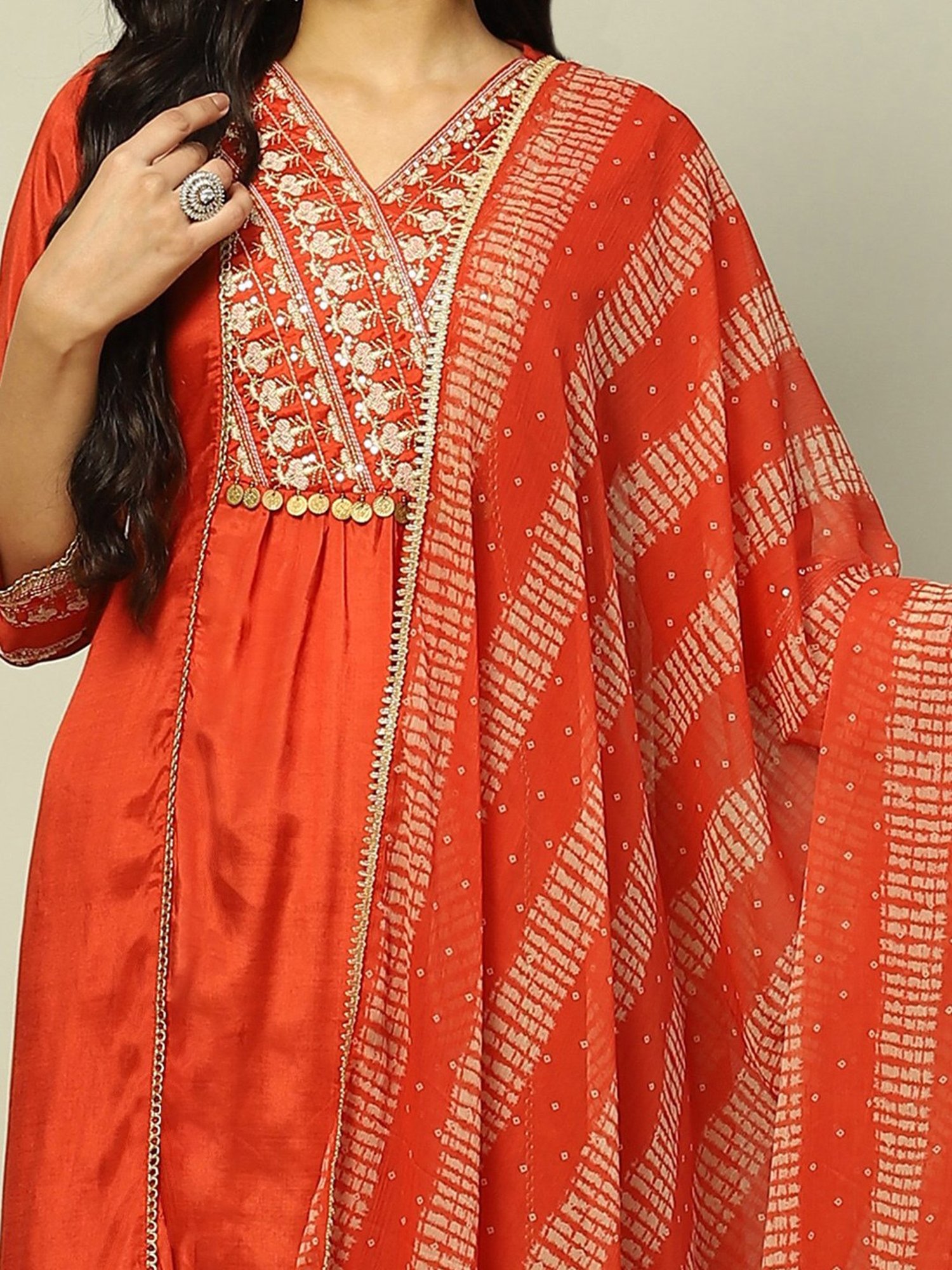 Rangriti Rust Printed Dupatta
