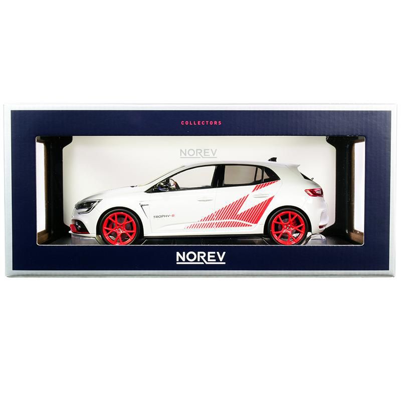 2019 Renault Megane R.S Trophy-R White with Red Graphics and Wheels 1/18 Diecast Model Car by Norev