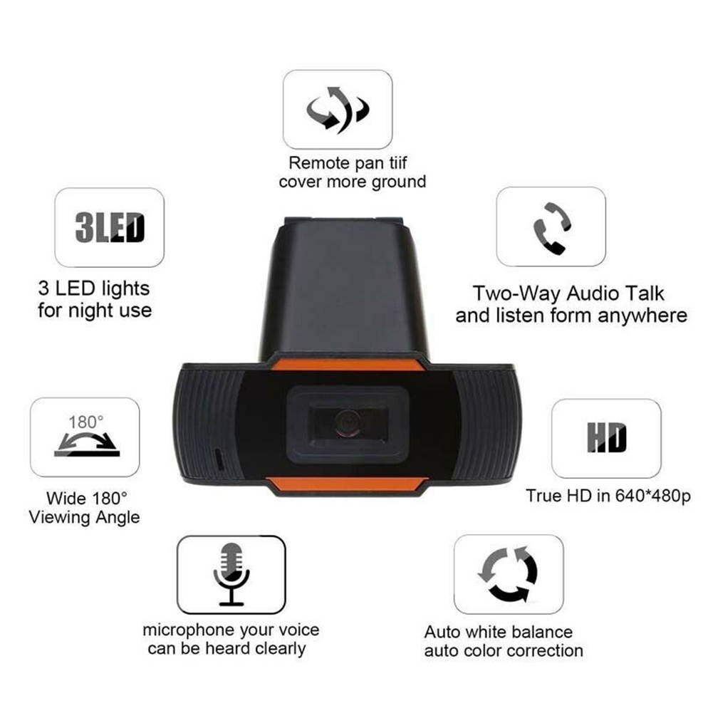Brightup Rotatable HD Webcam USB Camera 480P Video Recording Web Camera With Microphone