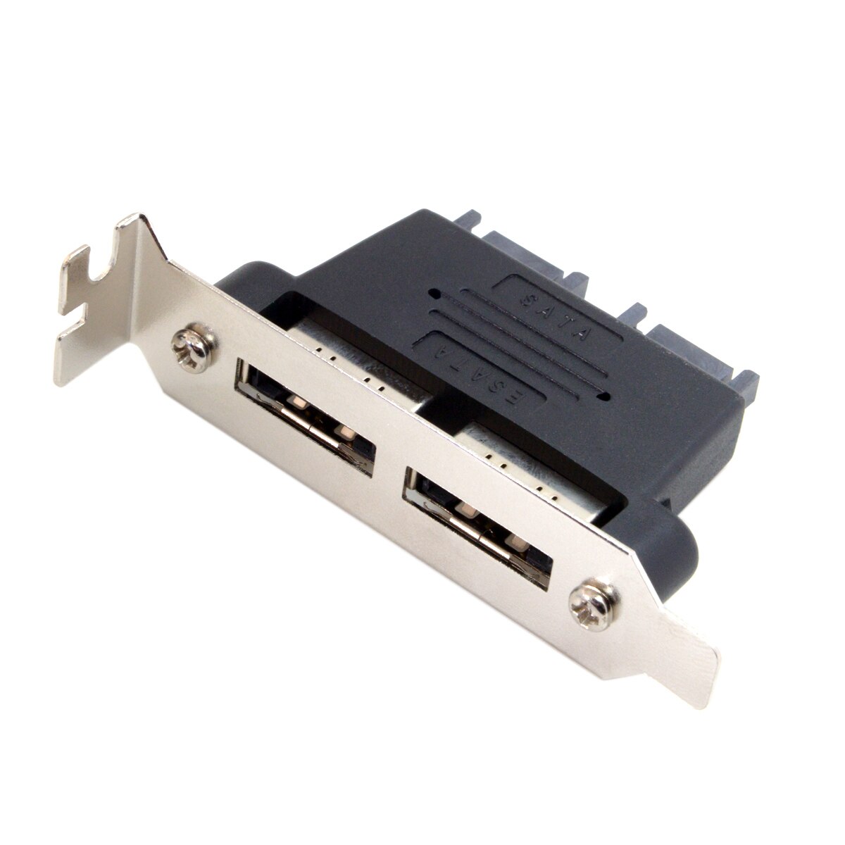 Cablecc Dual Port SATA 7pin to Esata 7Pin Adapter Male to Male with Low Profile PCI-E Bracket 80mm Length for small form factor PCs