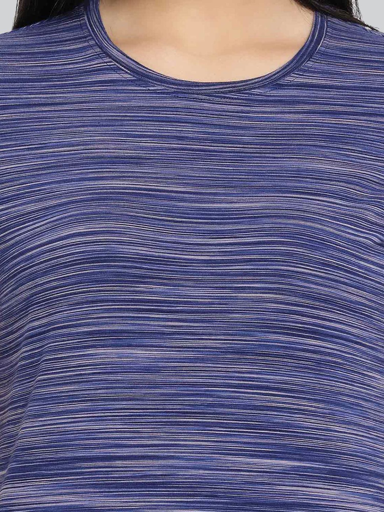 Lyra Blue Cotton Textured T-Shirt