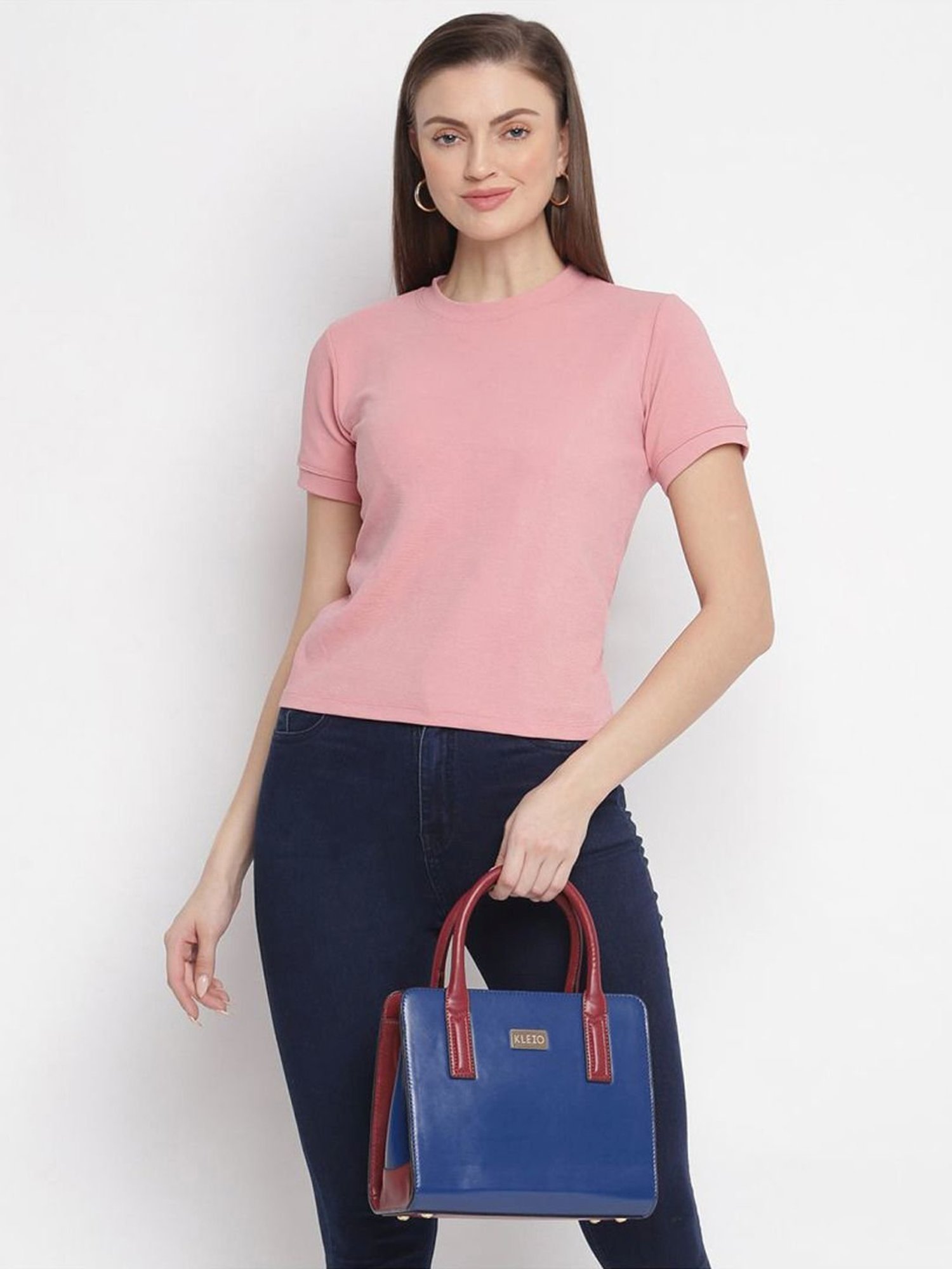 KLEIO Blue Solid Medium Handbag