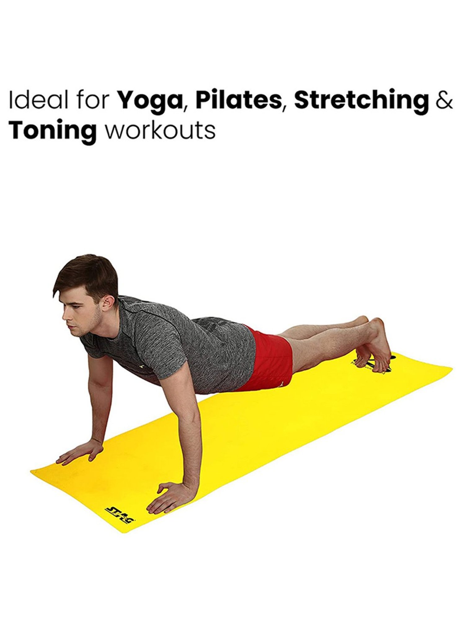 Stag Global Anti-Slip Yoga Mat (Yellow) Size - 6X2 Ft