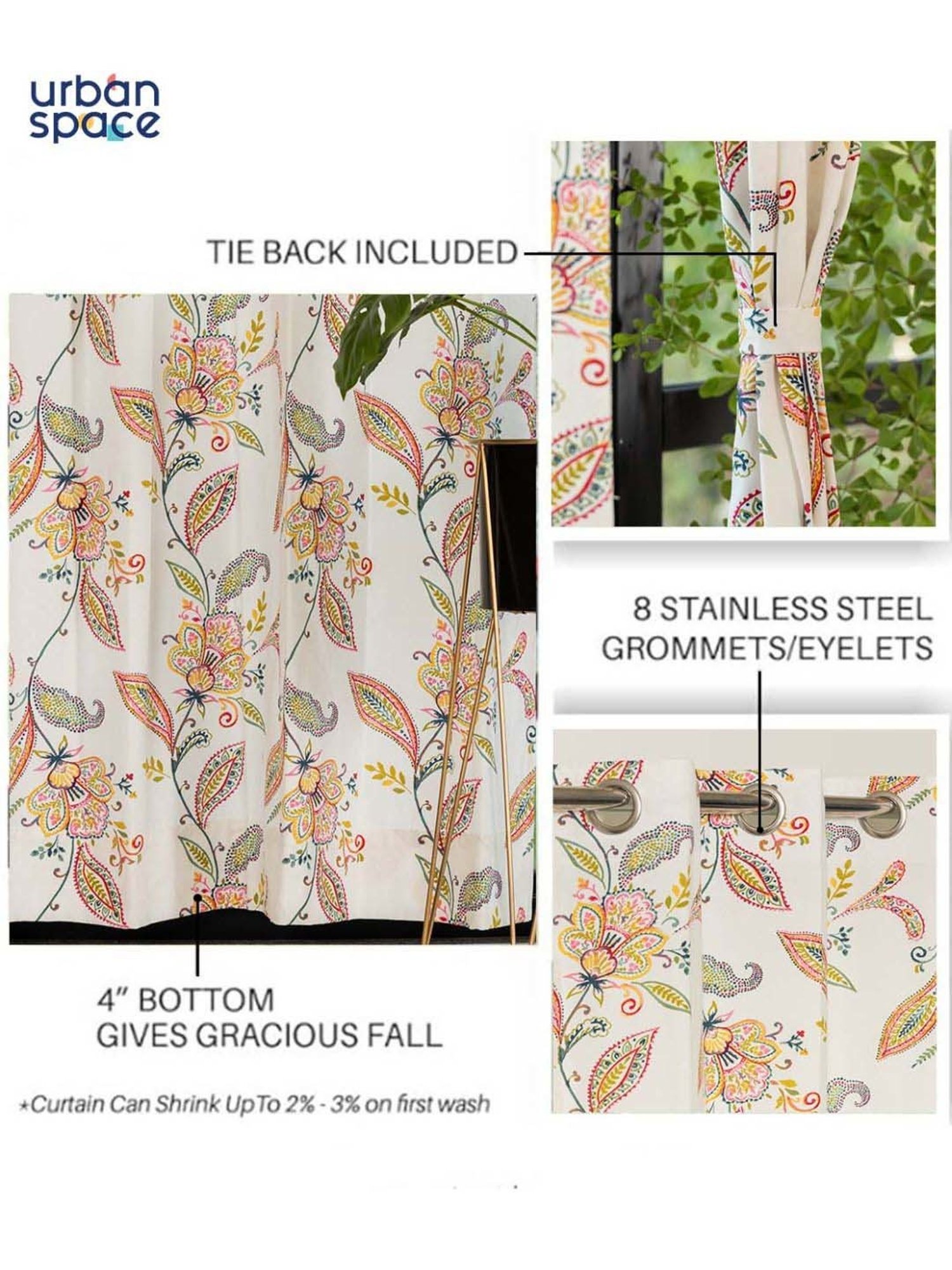 Swayam Brown Paisley J&B Blackout Eyelet Door Curtain - Single Piece (7 Ft)