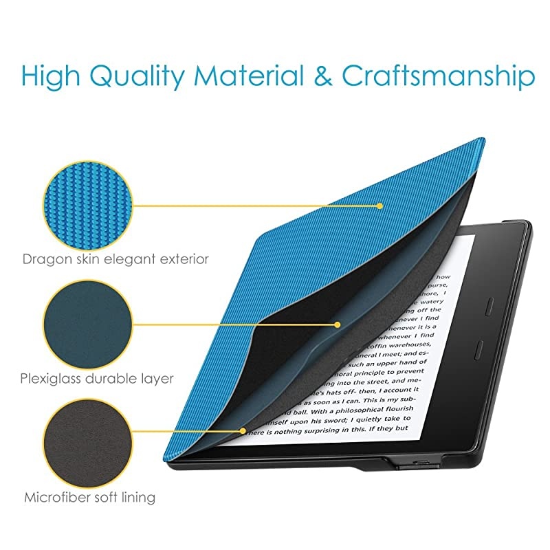Slim Case for Kindle Oasis (Previous 9th Gen, 2017 Release) - [Sleek Shield Series] Lightweight Cover with Auto Wake/Sleep (Not Fit All-New Kindle Oasis 10th Gen 2019), Dragon Skin Blue