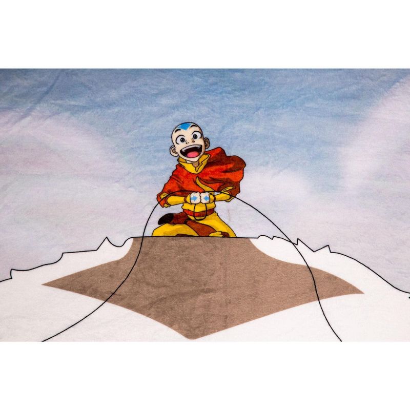 Surreal Entertainment Avatar: The Last Airbender Aang and Appa Fleece Throw Blanket | 45 x 60 Inches