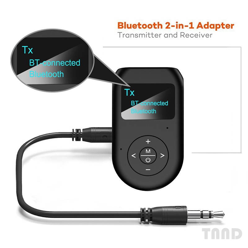 Visual Bluetooth transmitter and receiver, 3-in-1 wireless Bluetooth adapter with display screen, low delay Bluetooth 5.0 audio adapter, suitable for TV, computer, car and home stereo system