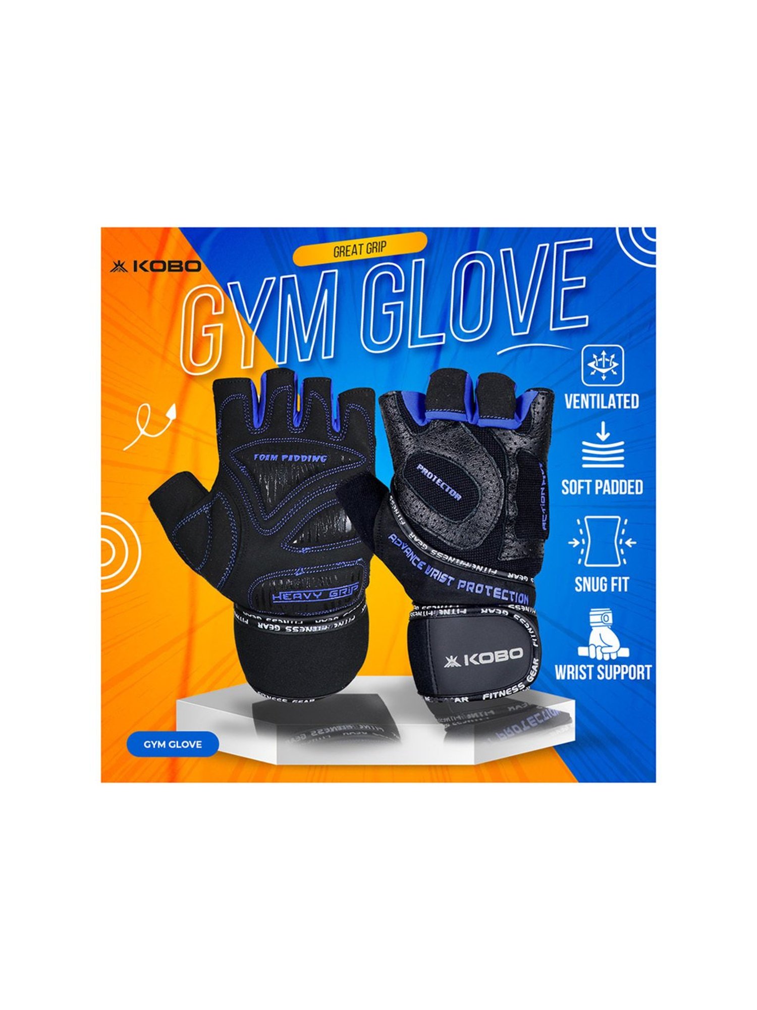 Kobo Weight Lifting Gym Gloves (Black) Size - S