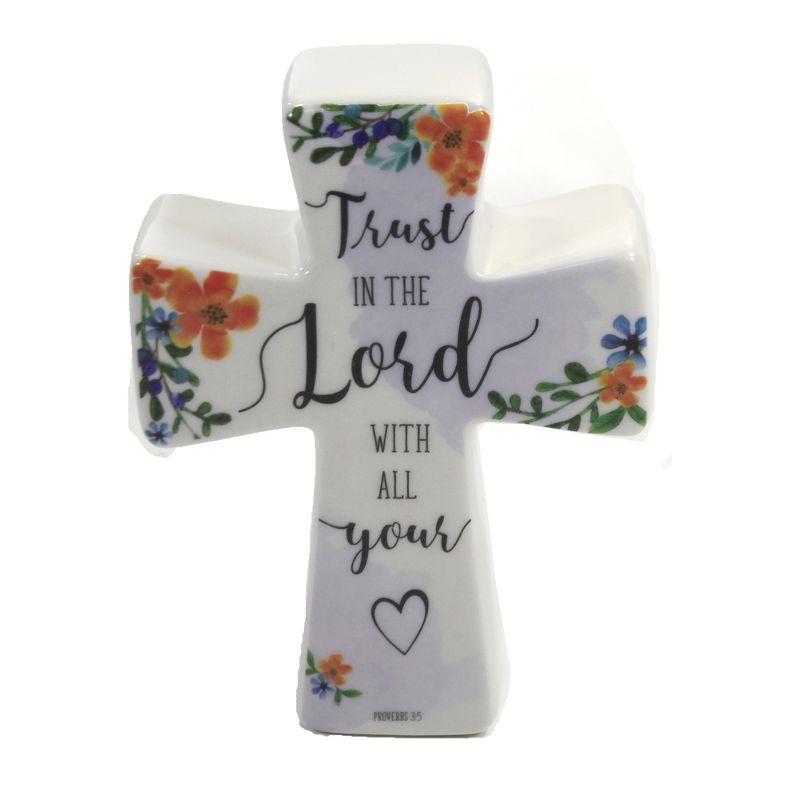 Religious 4.5" Prayer Cross God Trust Lord Heart  -  Decorative Figurines