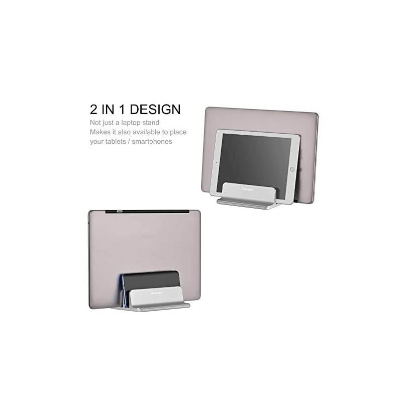 Vertical Laptop Stand Double Slot Adjustable Tablet Laptop Holder Aluminum Alloy Cooler Space-Saving Fits for Most Laptop