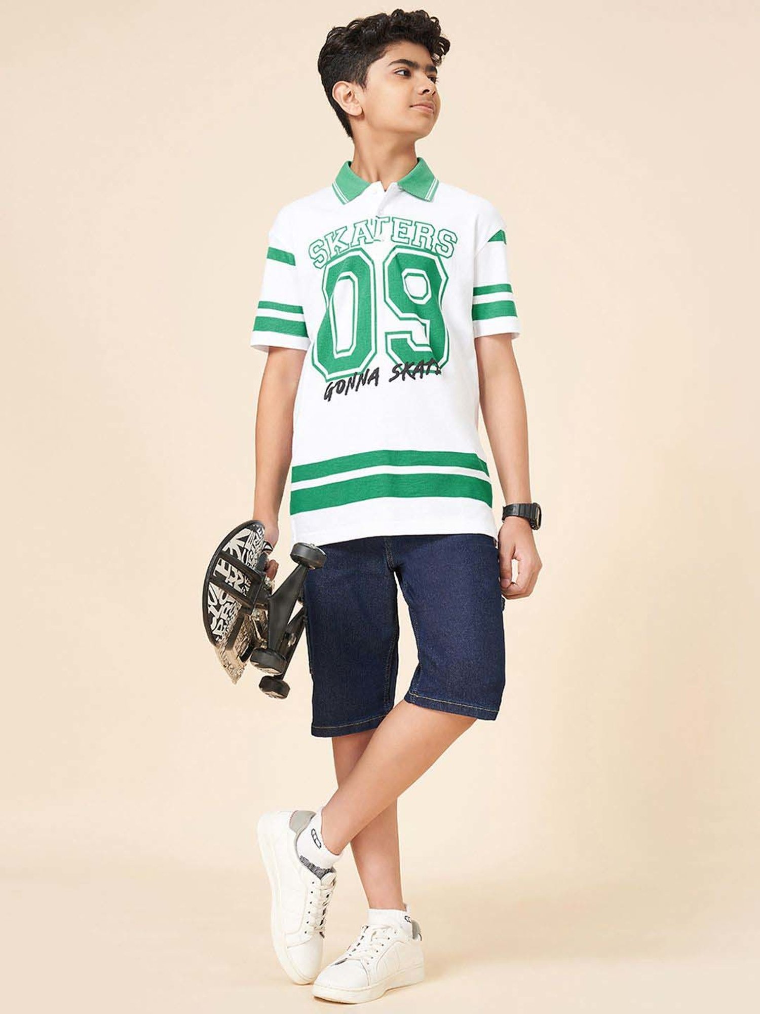 Coolsters by Pantaloons Boys Blarney & White Cotton Printed T-Shirts