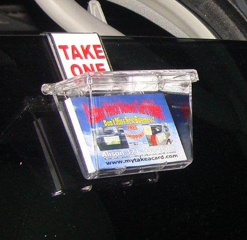 Marketing Holders Two Clear Outdoor Vehicle Card Holders & Window Hooks 2 FREE Exterior (TAKE A CARD) Stickers included (4, Clear)