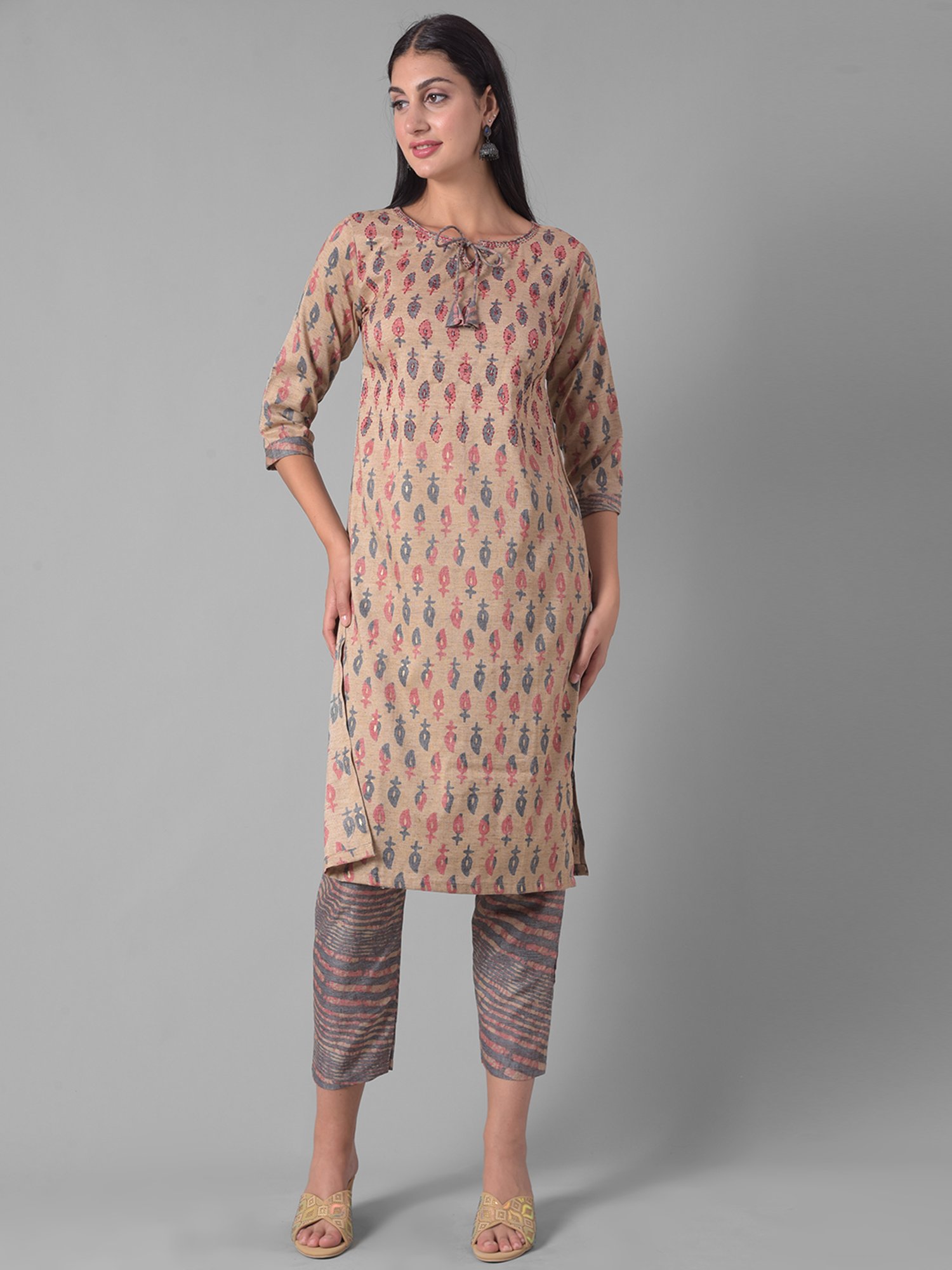 Dollar Missy Beige Embellished Kurta With Pants