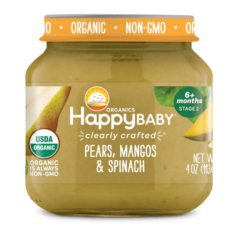 HappyBaby Clearly Crafted Pears Mangos & Spinach Baby Meals Jar - 4oz