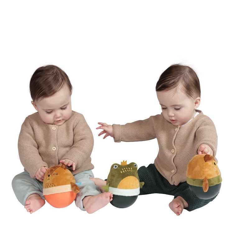 Manhattan Toy Wobbly Bobbly Owl Weighted, Soft Silicone Wobble Ball with Embroidered Plush Baby & Toddler Toy