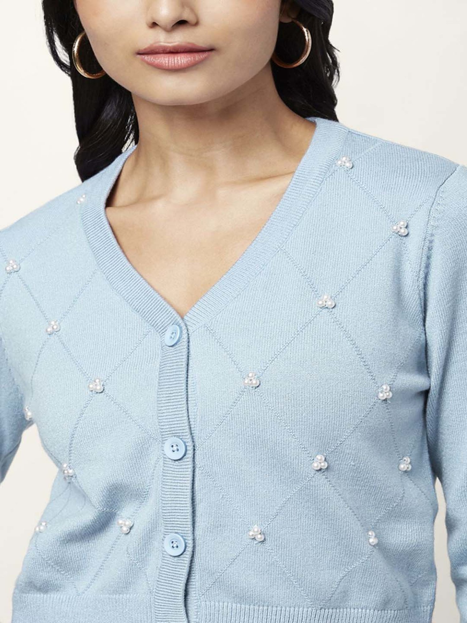 Honey by Pantaloons Blue Embellished Cardigan