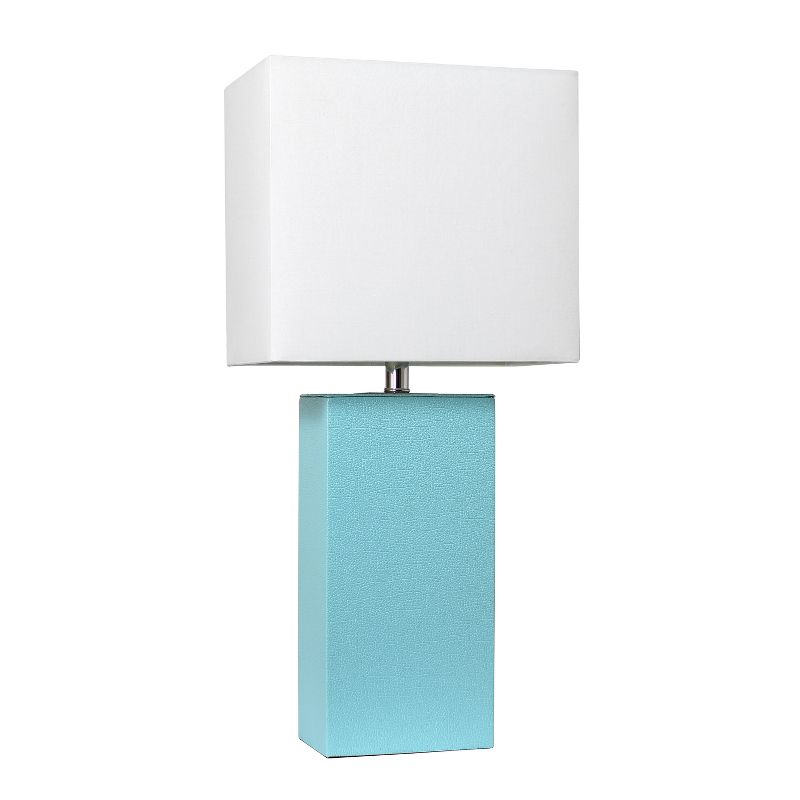 21" Monaco Avenue Modern Leather Table Lamp Aqua - Elegant Designs