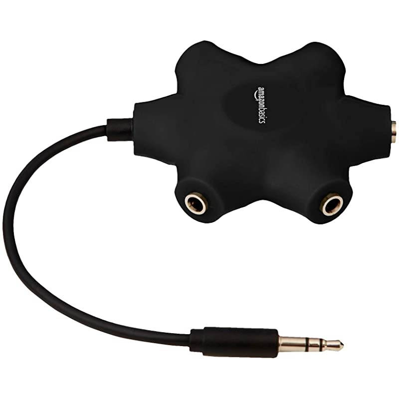 5Way Multi Headphone Audio Splitter Connector Black