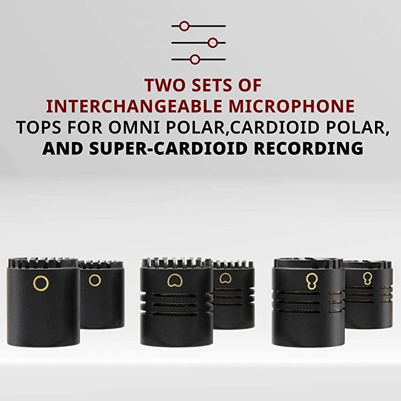 SDPC-2 Stereo Pair of Pencil Condenser Stick Instrument Microphone Pair - Interchangeable Omni, Cardioid & Super Cardioid Capsules Included