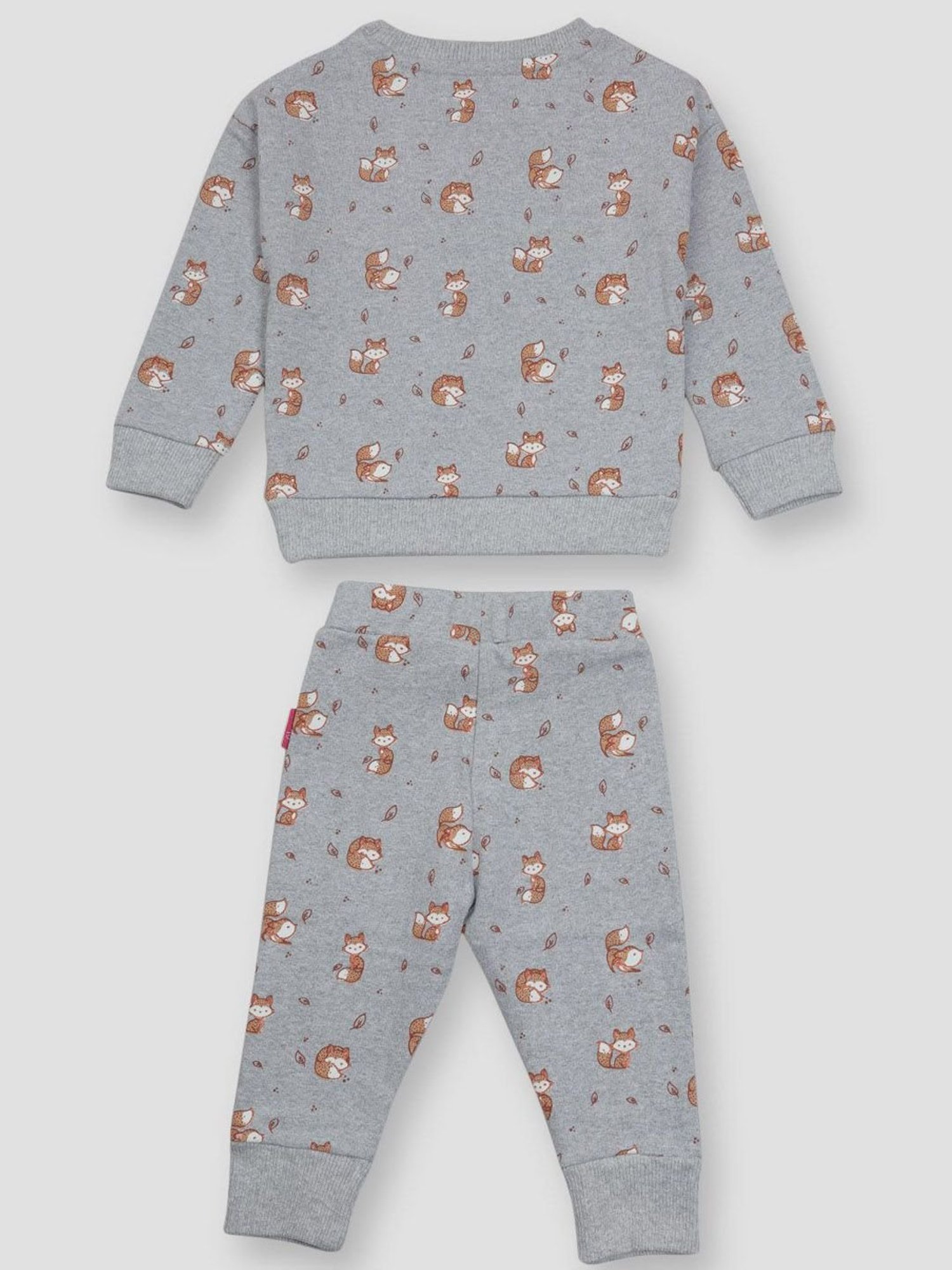 GJ baby Kids Grey Printed Full Sleeves Sweatshirt Set