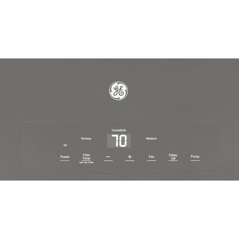 GE High-Tech 70 pt High-Quality Home Dehumidifier with Built-In Pump and LED Digital Display Control, Gray (Certified Refurbished)