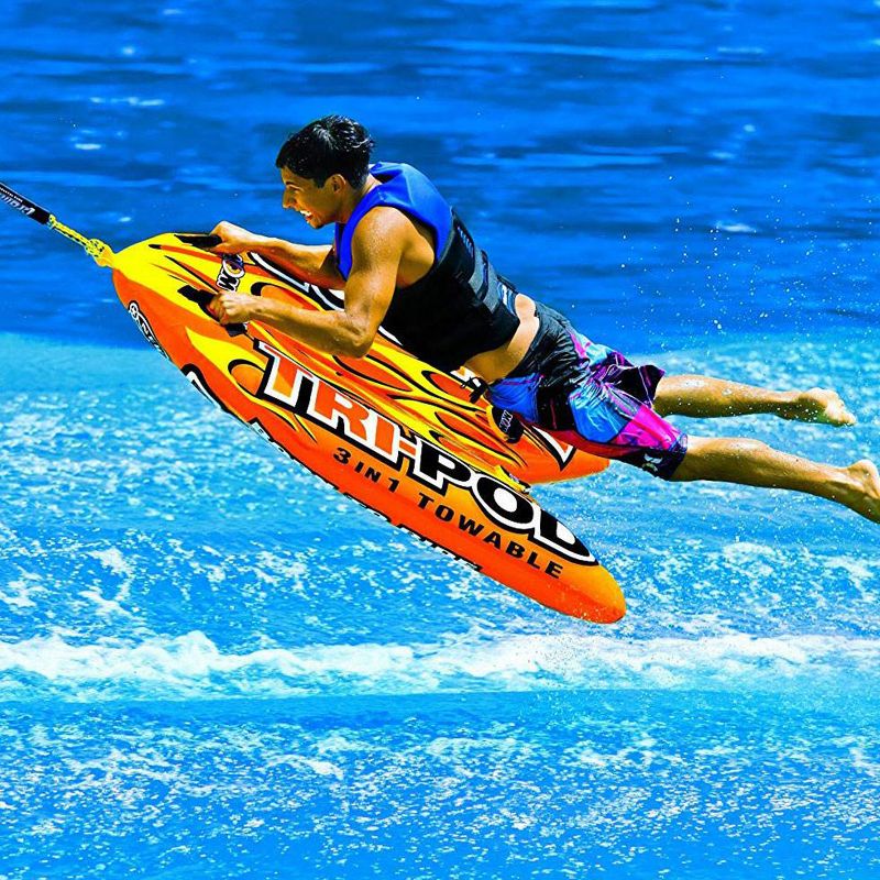 WOW Watersports 13-1020 Tri Pod Single Person Towable Tube with Handles, Orange