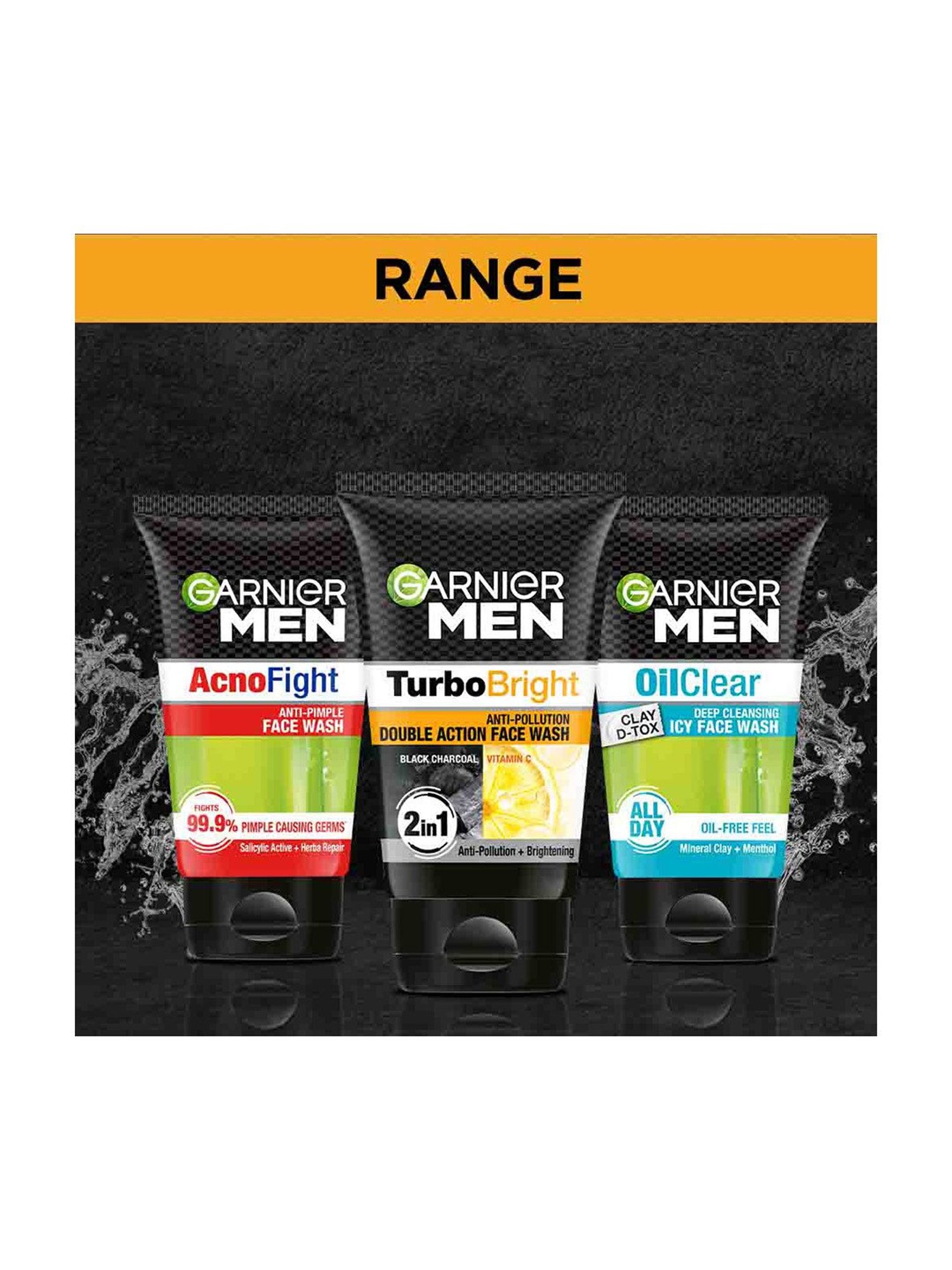 Garnier Men Turbo White Double Action Charcoal Face Wash - 150 gm