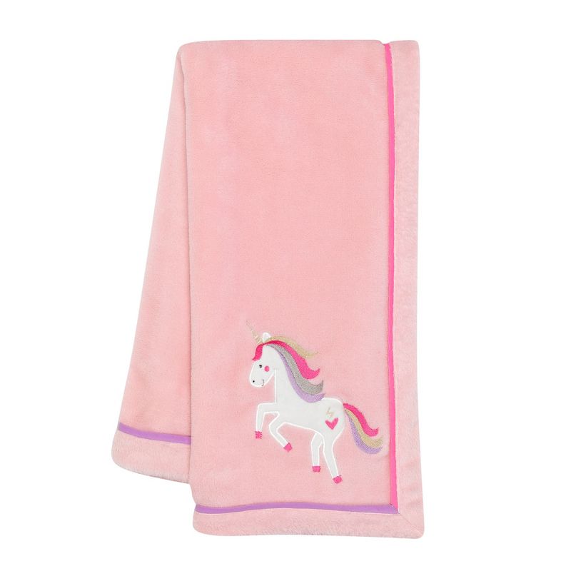 Lambs & Ivy Magic Unicorn Pink/Rainbow Fleece Baby Blanket