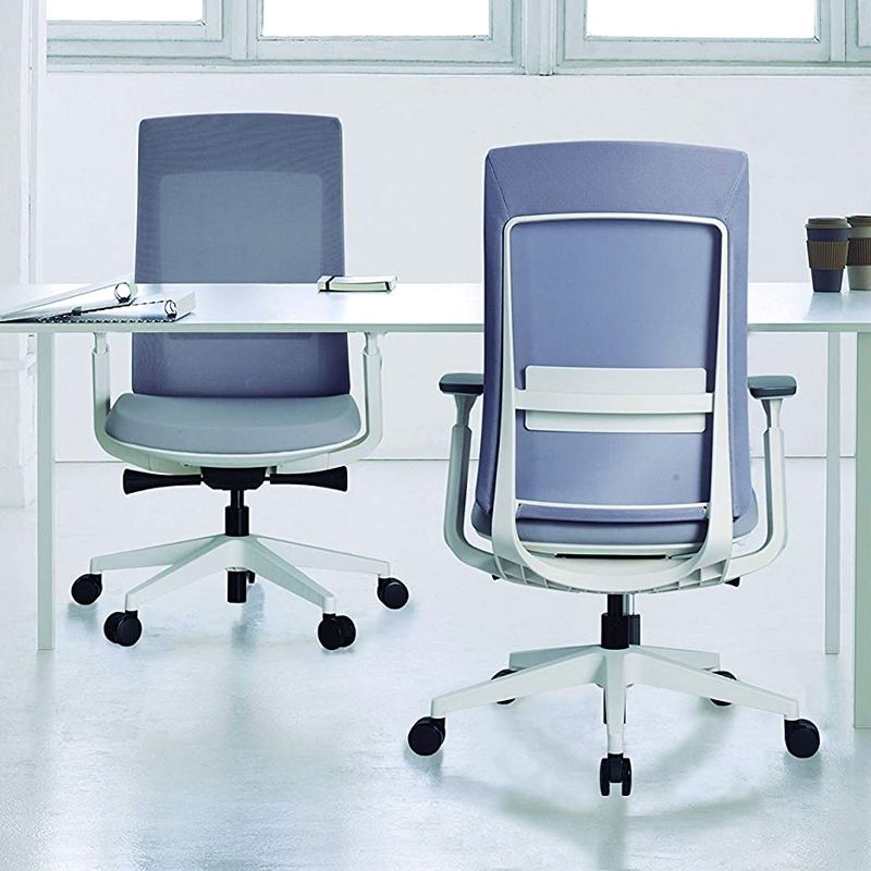 Eurotech Elevate Ergonomic Executive Adjustable Office Desk Chair with Synchro-Tilt, Tilt Lock, and Adjustable Seat and Arms, White Frame Gray Mesh