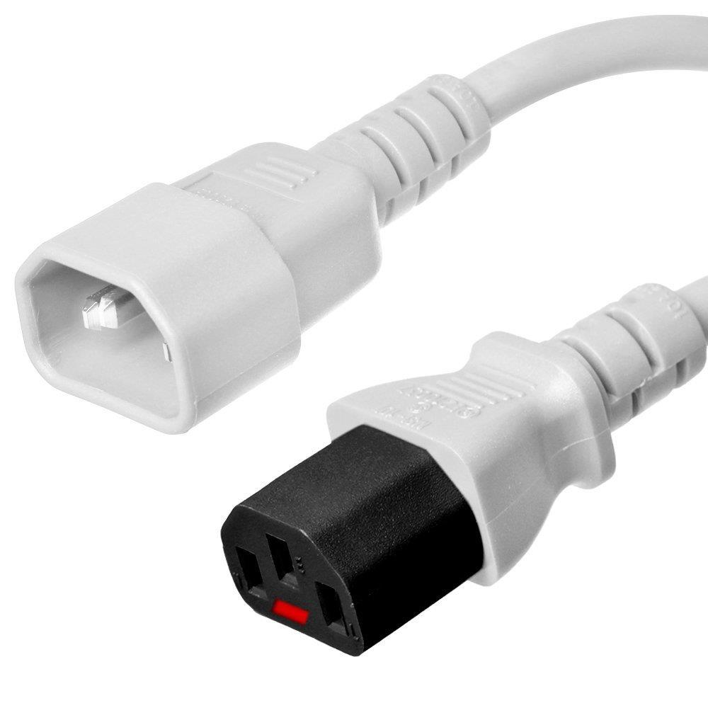 Ironbox C14 to Locking C13 Connector Power Cord - White - 1 Foot - 10A/250V - 18/3 SJT - IBX-00337-01