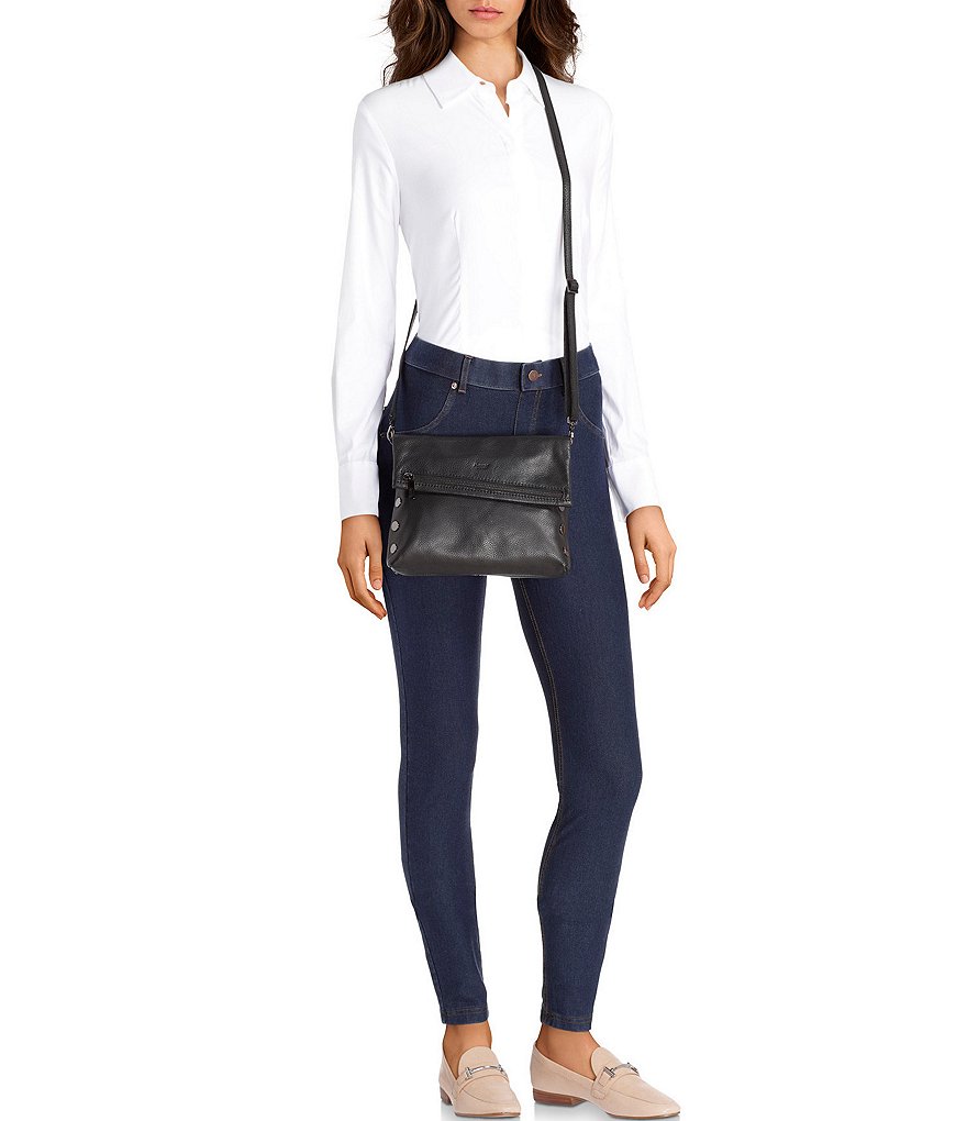 Hammitt VIP Studded Leather Fold-Over Zip Flap Medium Crossbody Bag