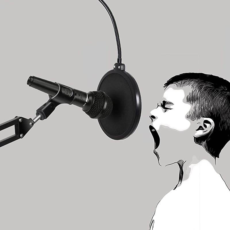 MUSIC Adjustable Microphone Suspension Boom Scissor Arm Stand with Shock Mount Mic Clip Holder Gold Screw Adapter -for Blue Yeti, Snowball and Other Microphones APL2168