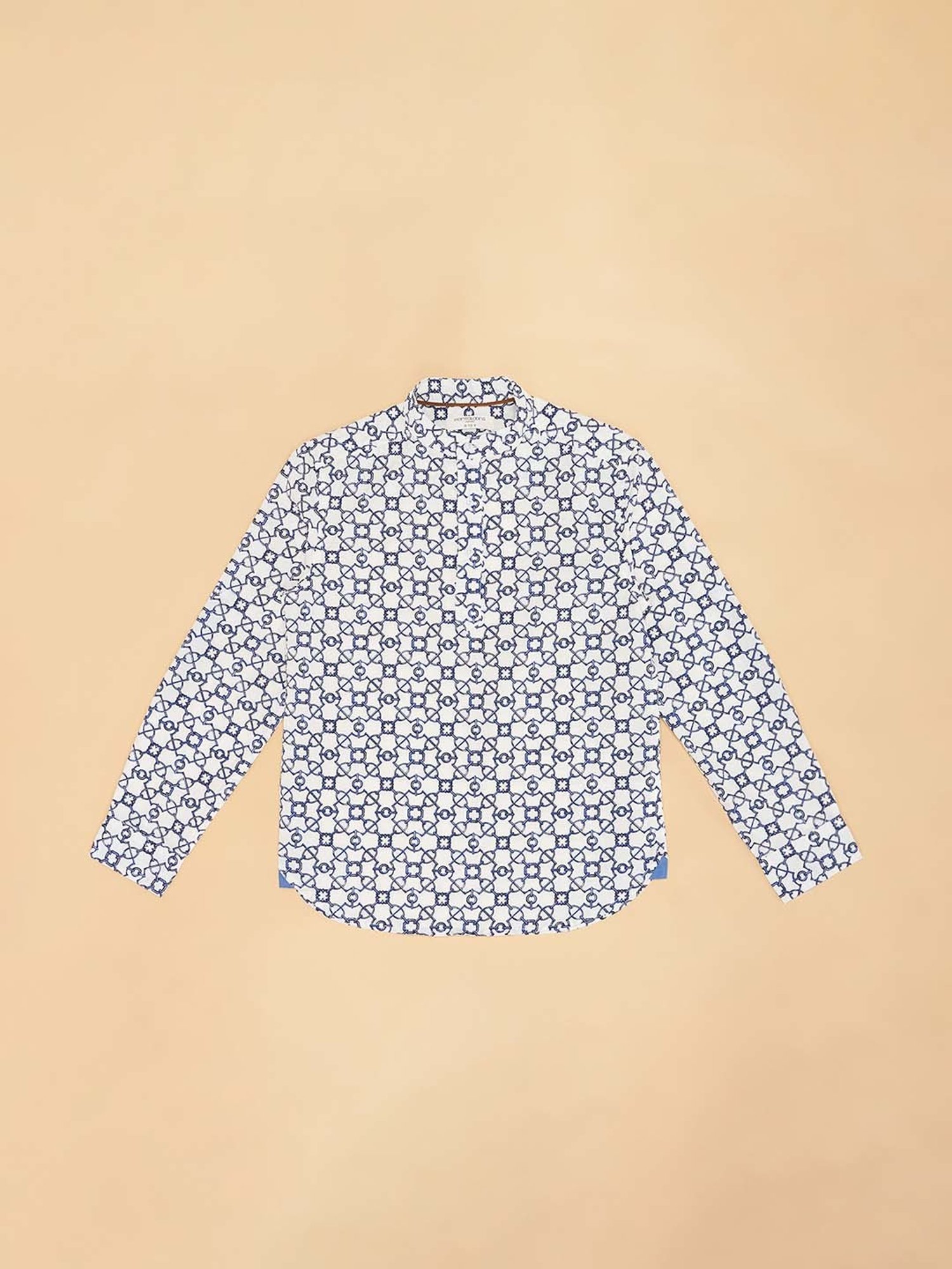 Pantaloons Junior White Cotton Printed Full Sleeves Shirt