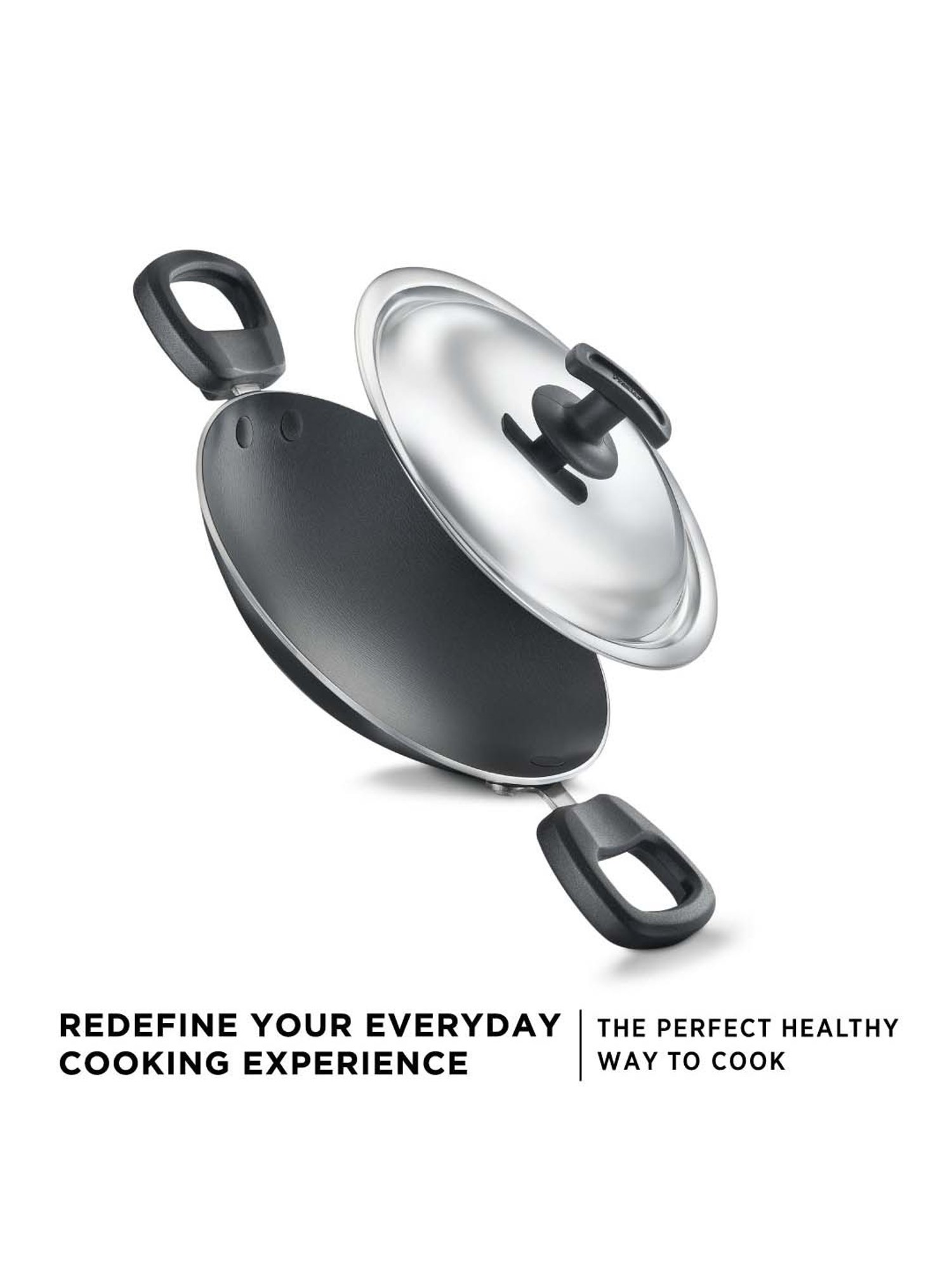 JUDGE Everyday Black Aluminium 20 cm Appachatty With Lid (0.8 L)