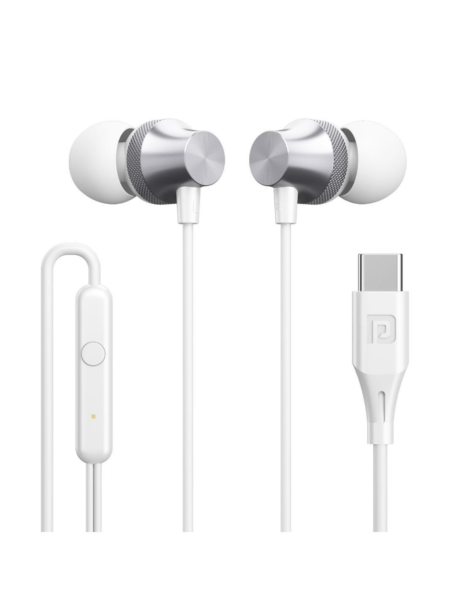 Portronics Conch Beat C in Ear Wired Earphones with Mic, Type C Audio Jack, 10mm Driver (Silver)