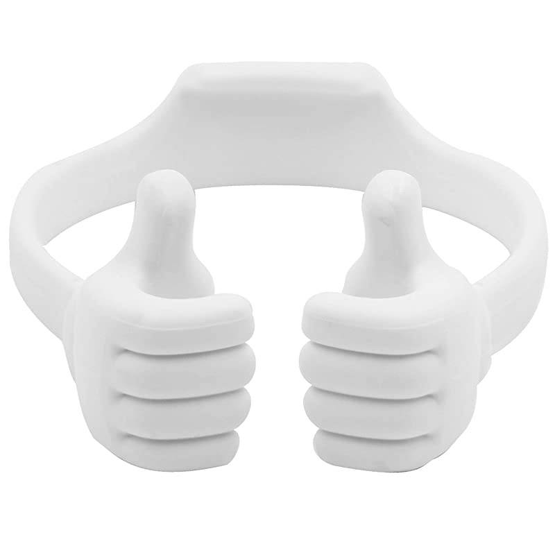 Thumbs-up Cell Phone Stand Holder, Tablet Stand Cradle for Desk Desktop Smartphone Cellphone Mobile Phone Tablets &ndash; Universal Adjustable Flexible, White