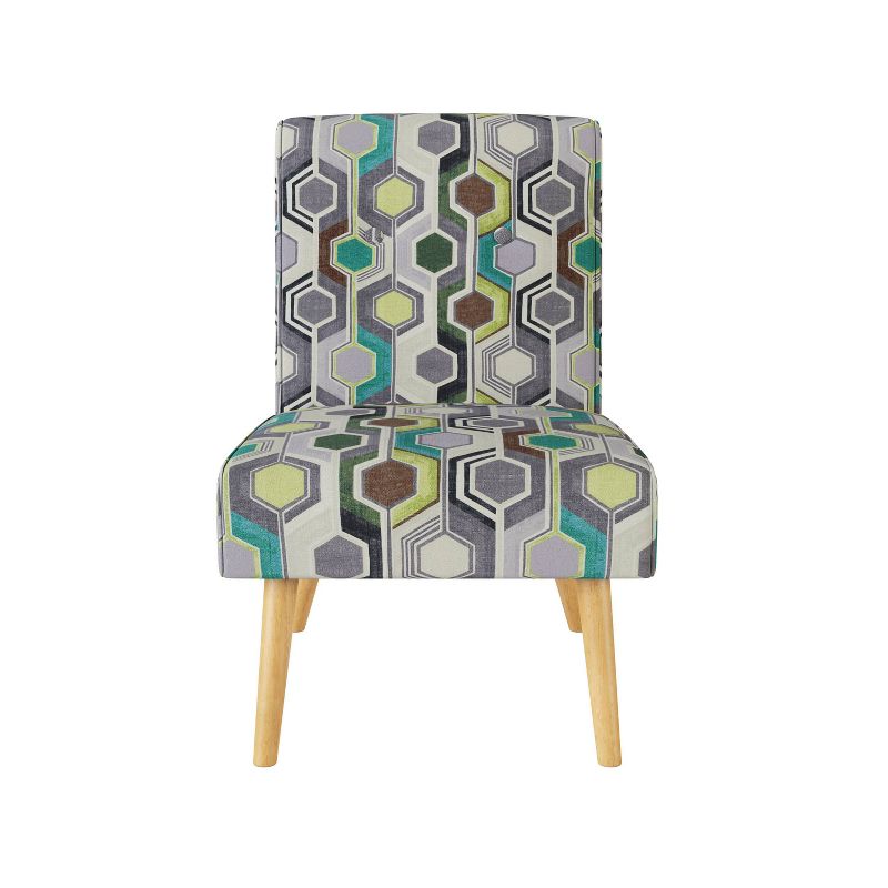 Webster Button Tufted Armless Chair Beehive Print Green - Handy Living