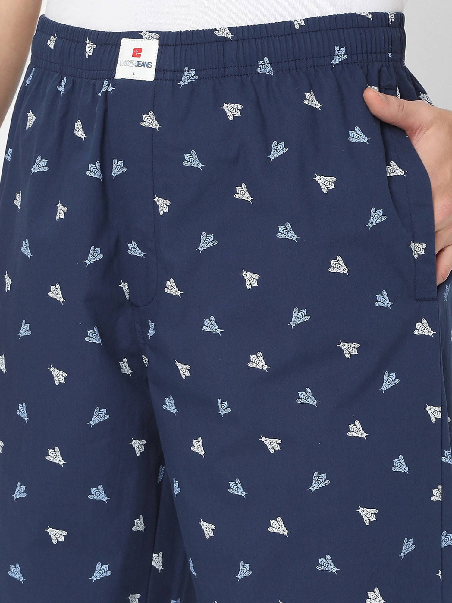 UnderJeans by Spykar Navy Printed Pyjamas